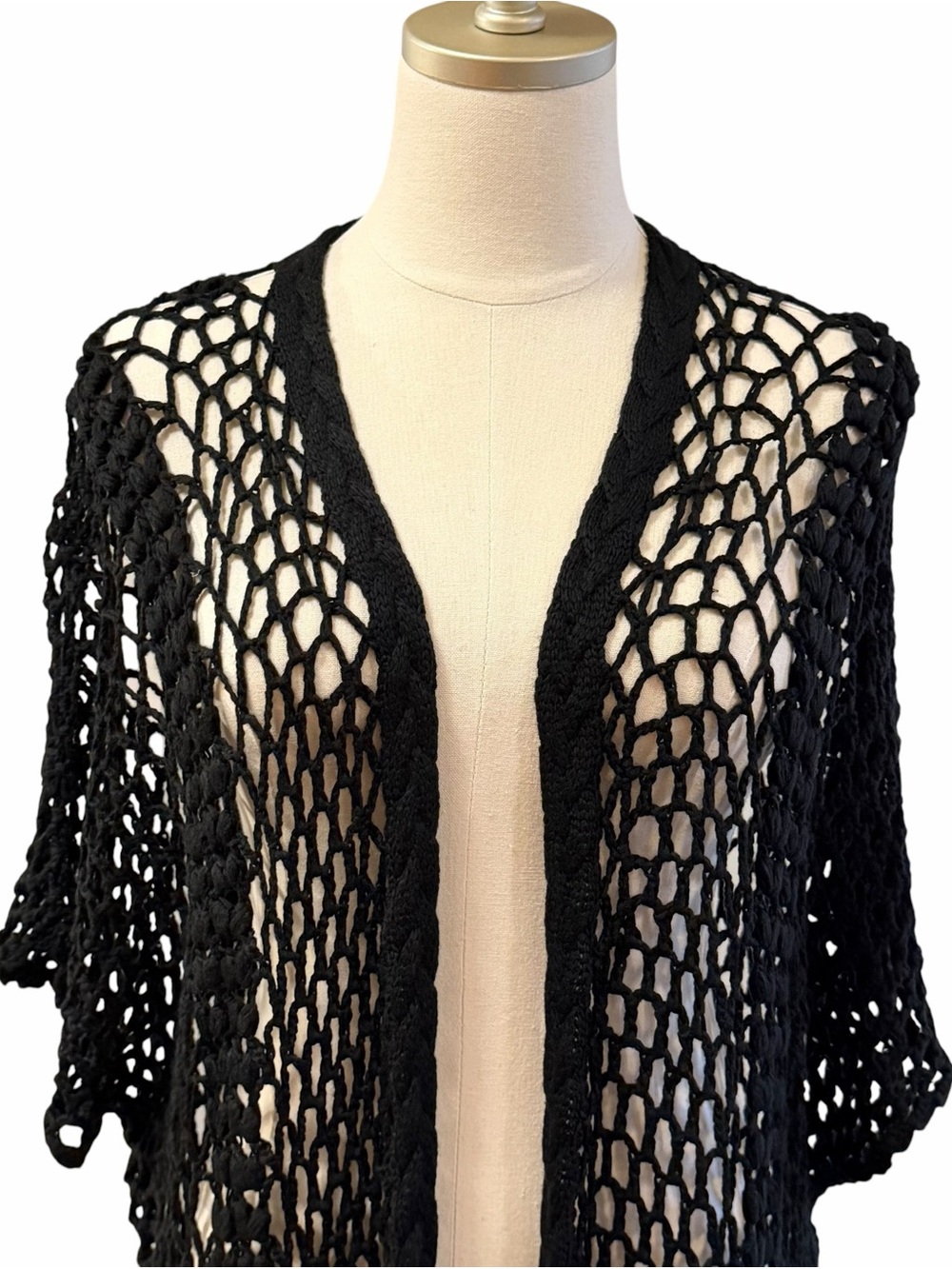 Soft Surroundings Boho Crochet Duster Cardigan Sz L/XLP Beachy Festival Cottage - Picture 2 of 9